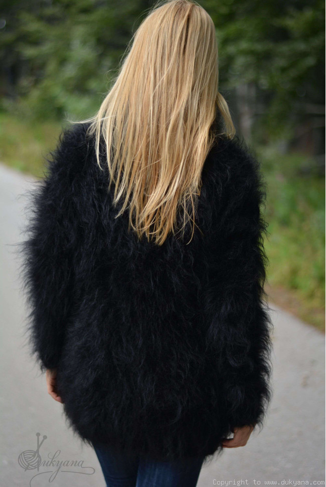 Knitted mohair sweater handmade fuzzy jumper/T32